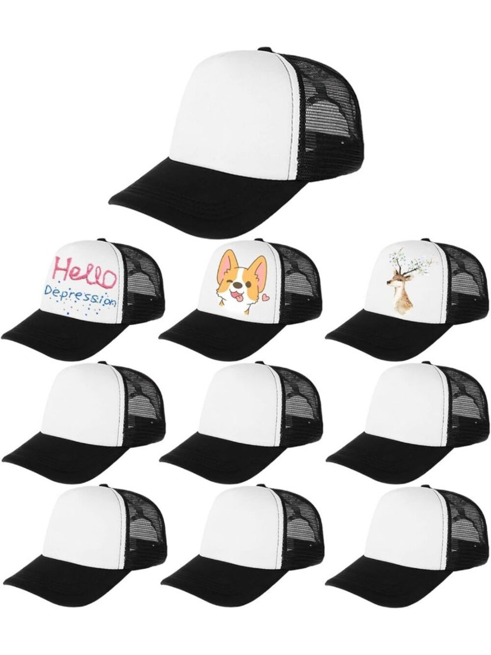 Colorful Kids Trucker Hats - 10 Pack Adjustable Mesh Baseball Caps for Boys
